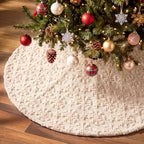 Civaner 48in Beige Snowflake Christmas Tree Skirt Faux Fur by Civaner