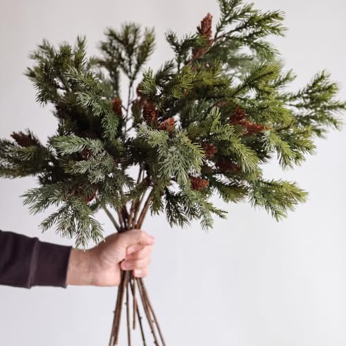 Wavwavw 6 Pcs Greenery Christmas Artificial Cedar Pine Stems, 25.5 Inch by Wavwavw