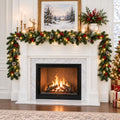 9FT Christmas Garland with Lights, Pre-Lit Lighted Christmas Decorations for Mantle Fireplace Table Stairs,Winter Indoor Outdoor Xmas Home Decor,Realistic Cedar Pine Garlands with Pinecone Berries by Unknown