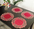 Decozen Set of 8 Doilies for Table, Lace Doilies Rustic Farmhouse Kitchen Dining Table Centerpiece Decor, 15 Inch Gold Burgundy Round Placemats for Home, Valentines Day Gifts, Valentines placemats - Image 2