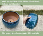 Reactive Glaze Peacock Color 11" Ceramic Plant Pot，Large Flower Pot Planter - Image 4