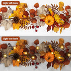 6FT Fall Garland with Lights Pumpkins Pinecones for Mantle, Table, Porch - Image 4