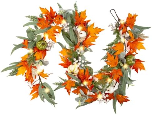 Fall Garland with Lights for Mantel, 6FT Realistic Fall Decor by Unknown