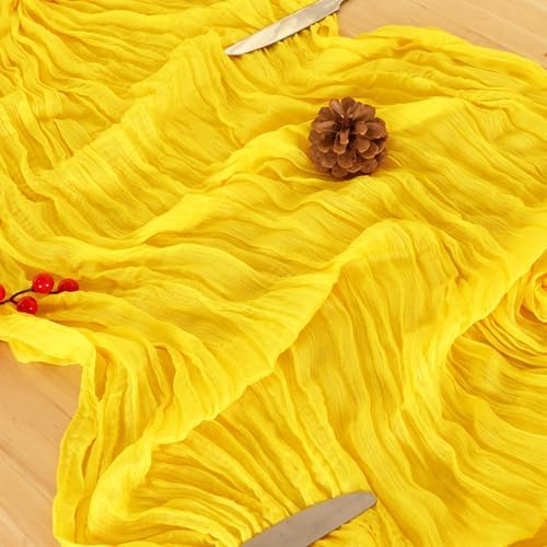 8 Pack Yellow Cheesecloth Table Runner 120 Inch Boho Wedding Decor - Image 5