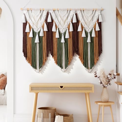 Large Macrame Wall Hanging Boho Brown Tassel Woven Tapestry Wall Art Decor - Image 7