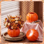 Orange 6 Pack Plastic Pumpkin Vase 5.12 x 3.94 in Artificial Fall Flower Pot with Foam Pumpkin Planter for Artificial Flower Floral Arrangement Home Party Harvest Thanksgiving Autumn Table - Image 3