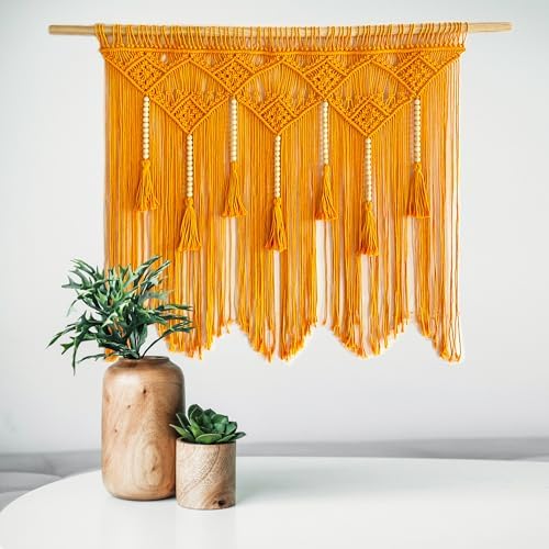 Youngeast Macrame Wall Hanging and Headboard for Bedroom - Boho Wall Decor and Art Tapestry with Tassels - Woven Wall Backdrop 31'X39' - Image 3