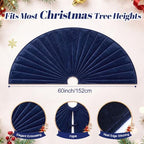 Foilswirl 60 Inch Navy Blue Velvet Quilted Christmas Tree Skirt - Image 2