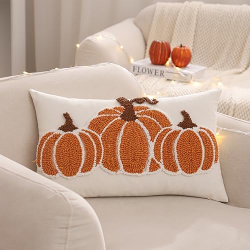 Fall Pillow Covers 12x20 Set of 2 Halloween Decor Orange Pumpkin - Image 6