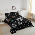 Erosebridal Sun & Moon Bedding Sets Full Boho Starry Sky Comforter Set Kids Boys Exotic Cosmos Planet Down Girls Zodiac Libra Duvet Bohemian Solar System Quilted With 2 Pillowcases LWHS5439XXY-BZ_USf - Image 2