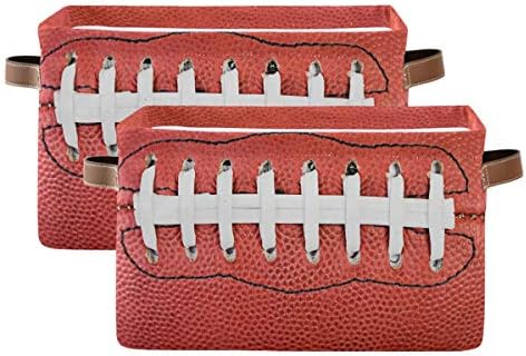 Storage Basket Cube American Football Laces Large Collapsible Toys Storage Box Bin Laundry Organizer for Closet Shelf Nursery Kids Bedroom,15x11x9.5 in,2 Pack by Unknown