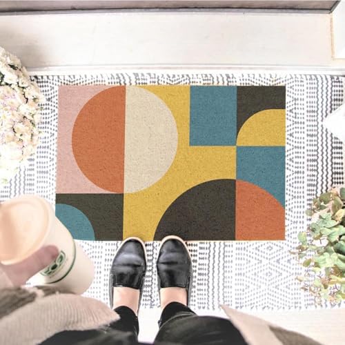 Funny Coir Doormat Simple Modern Abstract Geometric Front Door Mat Entryway Outdoor Mat with Heavy Duty Front Porch Welcome Mats Entry Natural Coconut Brown Mat Novelty Gift Doormat 23.7 x 15.7 inch - Image 2