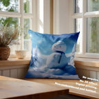 Batmerry Snowman Blue Scarf Throw Pillow Covers, Moon Snowflakes Pine Sun Decorative Pillow Covers Digital Printing Blended for Couch Sofa Bed Invisible Zipper 24X24 in(Set of 2) - Image 4