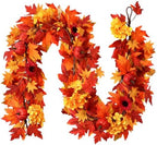 Thiccywoov 6 ft Fall Garland for Mantle, Maple Leaf Thanksgiving Decor - Image 6