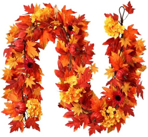 Thiccywoov 6 ft Fall Garland for Mantle, Maple Leaf Thanksgiving Decor - Image 6