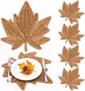4pcs Rattan Maple Leaf Placemats for Farmhouse Thanksgiving Table by Unknown