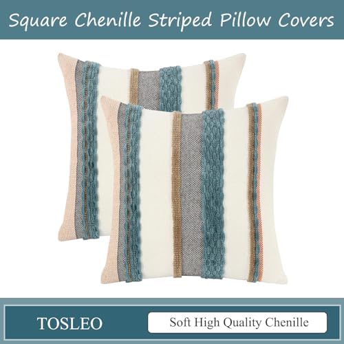 Turquoise Pillow Covers 18x18 inch Set of 2 Boho Farmhouse Decor - Image 6
