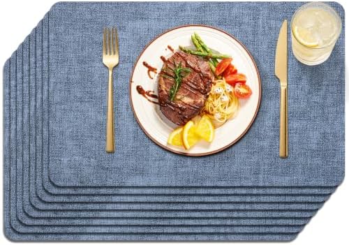 Maxpearl Faux Leather Placemats Set of 8, Easy to Clean, Blue by Maxpearl
