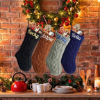 Personalized Christmas Stockings,Custom Embroidered Name & Monogram Knit Stockings for Kids,Family,Black Brown Cable Knit 18" Christmas Stocking for Fireplace Holiday Decor Gifts(9 Pack) - Image 6