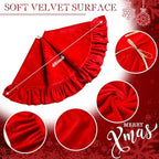 Velvet Christmas Tree Skirt, 48 Inches, Bow Style, Bright Red - Image 2