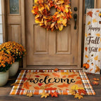 Drydiet 2 Pcs Fall Leaves Layered Doormats Fall Coir Welcome Mat by Drydiet