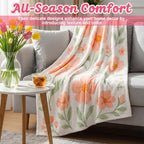 Buryeah 4 Pcs Floral Throw Blanket Flower Flannel Throw Thanksgiving Gift - Image 5
