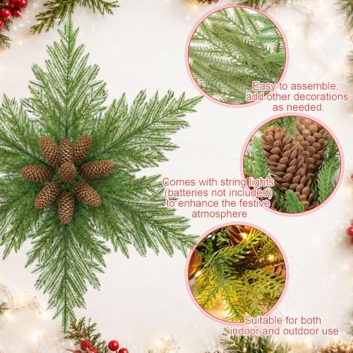 Norme 24 Inch Christmas Wreath Star with Light Front Door, Cedar - Image 3