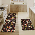 Boho Kitchen Mat Set of 2,Black Mushroom Modern Farmhouse Kitchen Rugs and Mats Non Skid Washable,Bohemia Runner Rugs with Rubber Backing for Kitchen Decor Accessories (17"x47"+17"x30") - Image 4