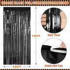 ZATAYE 12 Pack Black Halloween Foil Curtain Streamer Decorations - Image 2