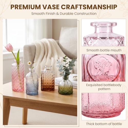 15Pack Colorful Glass Bud Vases,Bulk Mini Small Colored Vintage Vases - Image 2
