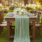 20 Pack Sage Green Cheesecloth Table Runner 120 Inch Boho Wedding Decor - Image 7