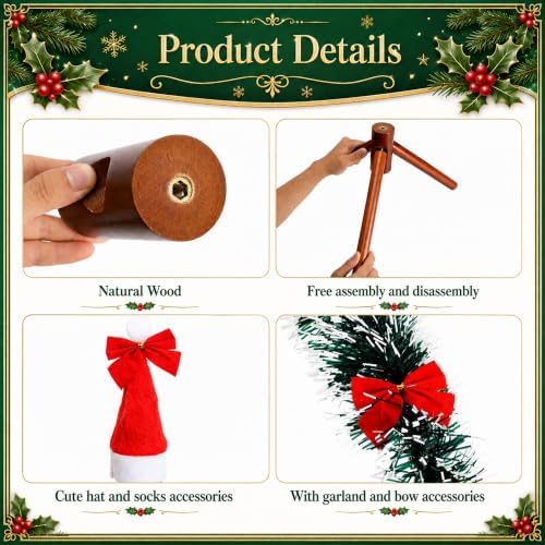 Christmas Wooden Stocking Holder Stand, Freestanding Stocking Rack Kit - Image 3