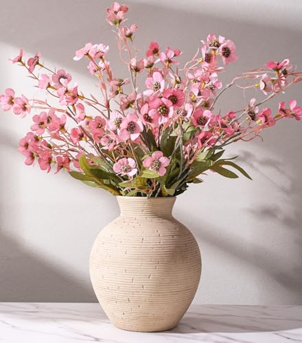 Ceramic Flower Vase Home Decor, 7.4 in Farmhouse Table Vases Retro Vintage Living Room Kitchen Bedroom Decoration Pottery Decorative Vases for Flowers House Shelf Office Desk Dining Entryway, Rustic - Image 3