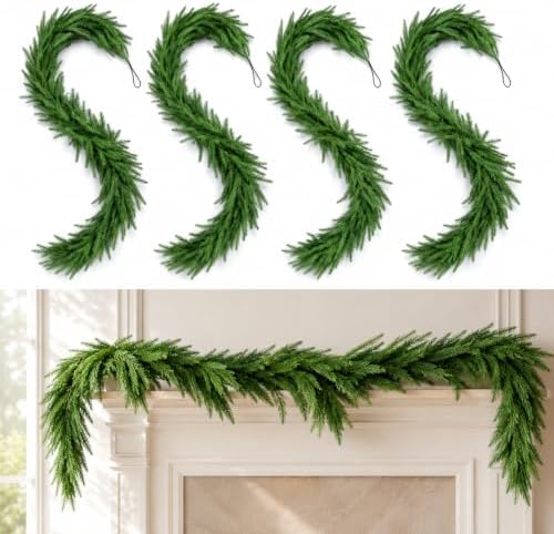 Norfolk Pine Garland, 4 Pack 6 FT Christmas Greenery by eygeufg