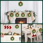 6 Pcs Mini Christmas Kitchen Cabinet Wreaths, 7.9" Norfolk Pine Candle Ring - Image 7