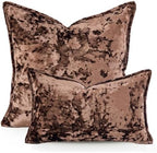 Premium Series, Crushed Velvet Throw Pillow Covers, Luxury Thick Cushion Cases for Home Decor, Dark Brown, 20x20 Inch, Covers Only - Image 2