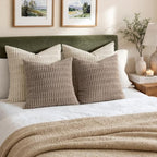 MIULEE Euro Sham Decorative Throw Pillow Covers 26x26 Light Brown Pack of 2 - Image 2