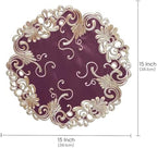 Decozen Set of 8 Doilies for Table, Lace Doilies - Rustic, Crochet, Farmhouse, Kitchen, Dining Table Centerpiece Decor - Round Christmas Placemats - 15 inch Gold Burgundy, The Chantelle Collection - Image 6