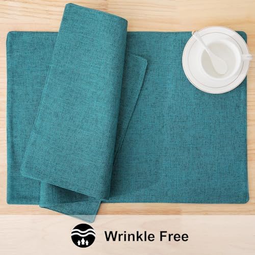 homing Faux Cotton Linen Placemats Set of 8, Cloth Dining Table Mats - Image 5