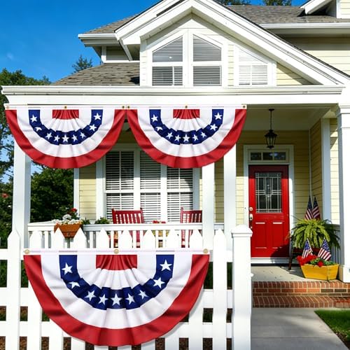 6 Pack 3x6 Ft USA Patriotic Pleated Fan Flag, American Bunting Half Fan Banner for Outdoor Decor, Red White and Blue Decorations for 4th of July, Memorial Day, Independence Day - Image 5