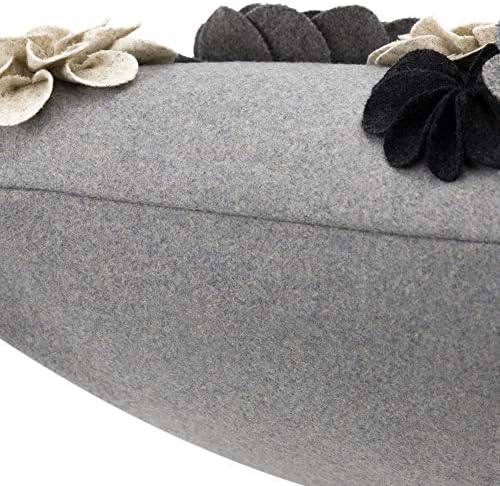 KINGROSE Vintage 3D Flower Lumbar Throw Pillow Cover, 12X20 Inch, Grey - Image 4