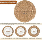 13.5" Woven Placemats Set of 10, Round Rattan Table Mats - Image 2