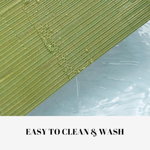 Placemats Set of 12 Vinyl/Plastic Woven Place Mats for Kitchen Table Indoor/Outdoor Washable Placemat Wipeable Dining Table Mats (Oliver Green,12) - Image 3
