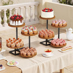 Emfogo 4 Tier Cupcake Tower Stand, Wood Round Dessert Table Display Set, Cup Cake Display Stands for Wedding Birthday Party Afternoon Tea Farmhouse Tiered Tray for Cake Cookie Food (2-Pack) - Image 3