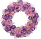Glittered Small Artificial Easter Egg Wreath with Mesh Ribbons - 20" - Image 3