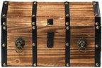 Vintiquewise Wooden Treasure Chest Trunk Vintage-Style Storage Box with Leather Straps Brass Rivets Lion Head Ornaments & Latch Closure Decorative Accent and Functional Organizer for Home Décor, Small - Image 5