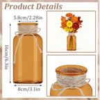 12 Pack Mason Jar Vases for Centerpieces, Amber Glass Flower Vase - Image 2