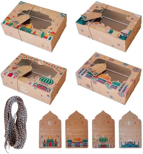 Fjlitx Ramadan Eid Mubarak Favor Boxes 20pcs Eid Mubarak Box Party Favors Candy Ramadan Box with Label Cards and String by Unknown