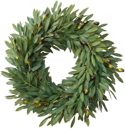 24 Inch Realistic Olive Wreath with Hand-Painted Olives by Unknown