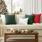 EMEMA Euro Sham Decorative Linen Throw Pillow Covers 24x24 Inch Red - Image 2